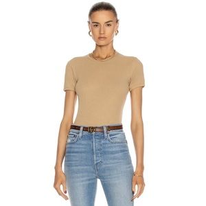 New RE/DONE Hanes 90s Ribbed Cap Sleeve Tee in Sand